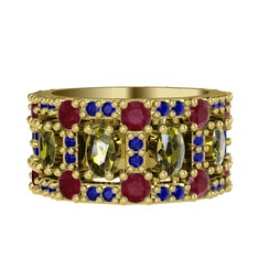 Zelie Tamtur Yüzük - Peridot, kök yakut ve lab safir 925 ayar altın kaplama gümüş yüzük #vqwra9