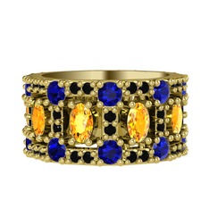 Zelie Tamtur Yüzük - Sitrin, lab safir ve siyah zirkon 18 ayar altın yüzük #wl12np