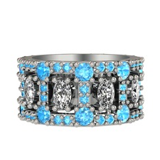 Zelie Tamtur Yüzük - Swarovski ve akuamarin 18 ayar beyaz altın yüzük #wtmlbs