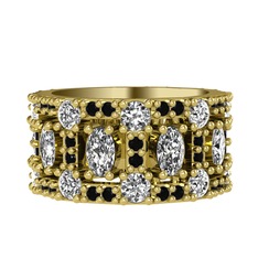 Zelie Tamtur Yüzük - Swarovski, pırlanta ve siyah zirkon 8 ayar altın yüzük (1.76 karat) #x0mymw