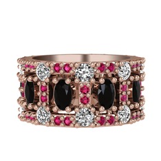 Zelie Tamtur Yüzük - Siyah zirkon, pırlanta ve rodolit garnet 18 ayar rose altın yüzük (1.76 karat) #xpjyb3