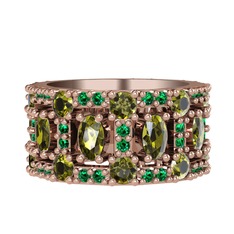 Zelie Tamtur Yüzük - Peridot ve yeşil kuvars 925 ayar rose altın kaplama gümüş yüzük #yqknsp