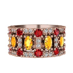 Zelie Tamtur Yüzük - Sitrin, garnet ve pırlanta 18 ayar rose altın yüzük (0.66 karat) #yyewqv
