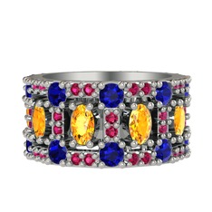 Zelie Tamtur Yüzük - Sitrin, lab safir ve rodolit garnet 14 ayar beyaz altın yüzük #zjr0gw