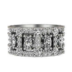 Zelie Tamtur Yüzük - Swarovski ve pırlanta 18 ayar beyaz altın yüzük (1.76 karat) #znbu31