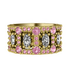 Zelie Tamtur Yüzük - Swarovski ve pembe kuvars 925 ayar altın kaplama gümüş yüzük #zrcs4z