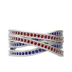 Rhys Yüzük - Garnet ve lab safir 14 ayar beyaz altın yüzük #104egqx