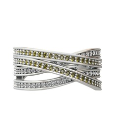 Rhys Yüzük - Peridot ve swarovski 18 ayar beyaz altın yüzük #10mizfy