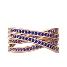 Lab safir ve ametist 8 ayar rose altın yüzük