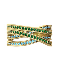 Rhys Yüzük - Yeşil kuvars ve akuamarin 8 ayar altın yüzük #12vvaaw