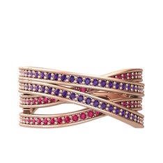 Rhys Yüzük - Ametist ve rodolit garnet 8 ayar rose altın yüzük #13etorz