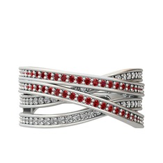 Rhys Yüzük - Garnet ve swarovski 925 ayar gümüş yüzük #13xh0l4