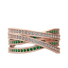 Pırlanta ve yeşil kuvars 8 ayar rose altın yüzük (0.484 karat)