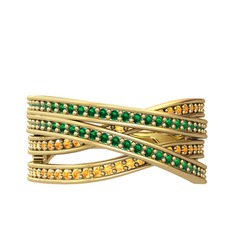 Rhys Yüzük - Yeşil kuvars ve sitrin 18 ayar altın yüzük #16n4qtu