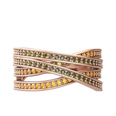 Rhys Yüzük - Peridot ve sitrin 8 ayar rose altın yüzük #18n10cc