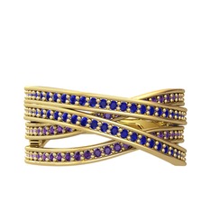 Rhys Yüzük - Lab safir ve ametist 8 ayar altın yüzük #18rvtds