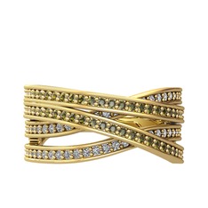 Rhys Yüzük - Peridot ve pırlanta 925 ayar altın kaplama gümüş yüzük (0.484 karat) #18sap2r