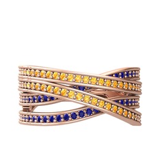 Rhys Yüzük - Sitrin ve lab safir 14 ayar rose altın yüzük #18t97c6