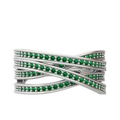 Yeşil kuvars 8 ayar beyaz altın yüzük