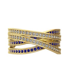 Rhys Yüzük - Pırlanta ve lab safir 925 ayar altın kaplama gümüş yüzük (0.484 karat) #1bdatvs