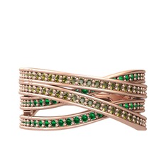 Rhys Yüzük - Peridot ve yeşil kuvars 14 ayar rose altın yüzük #1blzzmv