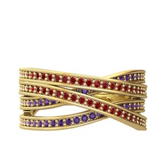 Garnet ve ametist 8 ayar altın yüzük