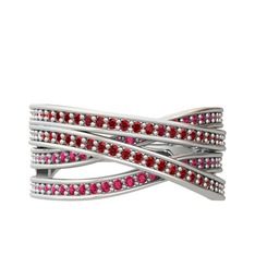 Garnet ve rodolit garnet 8 ayar beyaz altın yüzük