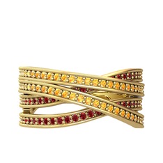 Rhys Yüzük - Sitrin ve garnet 14 ayar altın yüzük #1esvajj