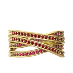 Garnet ve rodolit garnet 925 ayar altın kaplama gümüş yüzük