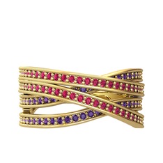 Rodolit garnet ve ametist 8 ayar altın yüzük