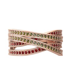 Rhys Yüzük - Peridot ve garnet 8 ayar rose altın yüzük #1i8ls4z