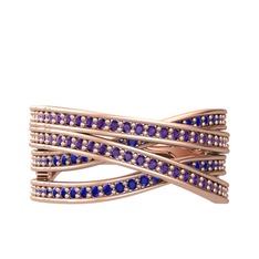 Rhys Yüzük - Ametist ve lab safir 925 ayar rose altın kaplama gümüş yüzük #1izyypm