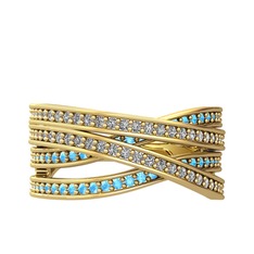 Rhys Yüzük - Swarovski ve akuamarin 925 ayar altın kaplama gümüş yüzük #1j2ih2b