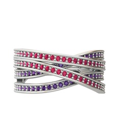 Rhys Yüzük - Rodolit garnet ve ametist 925 ayar gümüş yüzük #1jyd4oe