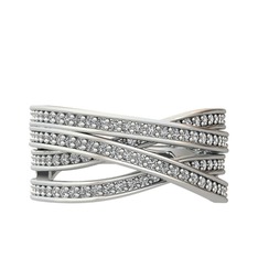 Rhys Yüzük - Swarovski ve beyaz zirkon 8 ayar beyaz altın yüzük #1kfnqd