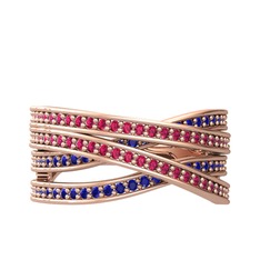 Rhys Yüzük - Rodolit garnet ve lab safir 18 ayar rose altın yüzük #1mlotse