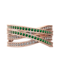 Rhys Yüzük - Yeşil kuvars ve beyaz zirkon 8 ayar rose altın yüzük #1mwj94b