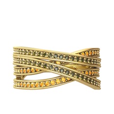 Rhys Yüzük - Peridot ve sitrin 14 ayar altın yüzük #1nwiz56