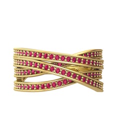 Rodolit garnet 18 ayar altın yüzük