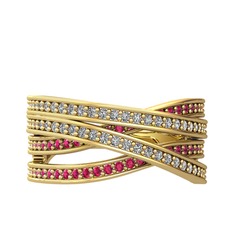 Swarovski ve rodolit garnet 925 ayar altın kaplama gümüş yüzük