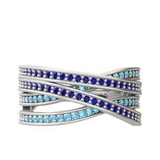 Rhys Yüzük - Lab safir ve akuamarin 18 ayar beyaz altın yüzük #1qf9sjs