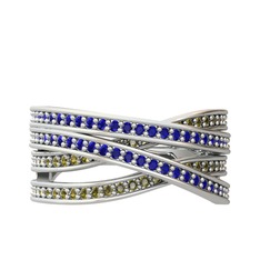 Rhys Yüzük - Lab safir ve peridot 14 ayar beyaz altın yüzük #1qfsmco