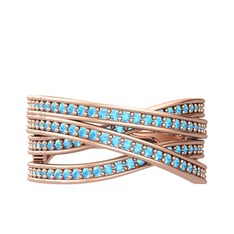 Rhys Yüzük - Akuamarin 8 ayar rose altın yüzük #1qmyukz