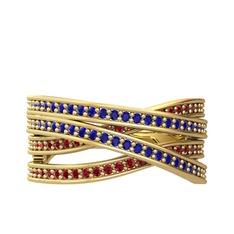 Rhys Yüzük - Lab safir ve garnet 8 ayar altın yüzük #1qotovf