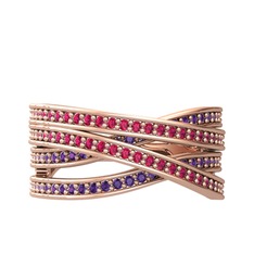 Rodolit garnet ve ametist 8 ayar rose altın yüzük