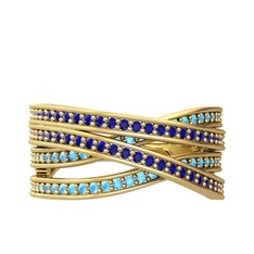 Rhys Yüzük - Lab safir ve akuamarin 14 ayar altın yüzük #1s9a40h