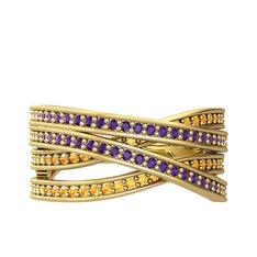 Rhys Yüzük - Ametist ve sitrin 14 ayar altın yüzük #1shs4e8