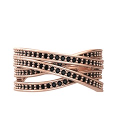 Rhys Yüzük - Siyah zirkon 18 ayar rose altın yüzük #1t726bd