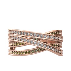 Swarovski ve peridot 18 ayar rose altın yüzük