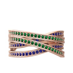 Rhys Yüzük - Yeşil kuvars ve lab safir 18 ayar rose altın yüzük #1tnm2n8